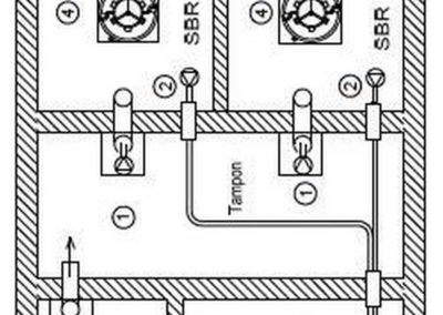 Plans techniques d'une station d'épuration pour un immeuble - 366 EH