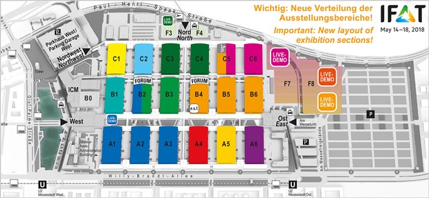 Plan des exposants présents à l'IFAT 2018 de Munich