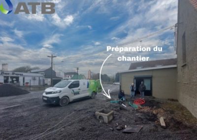 Préparation du chantier de micro-station d'épuration pour un dancing dans le Hainaut