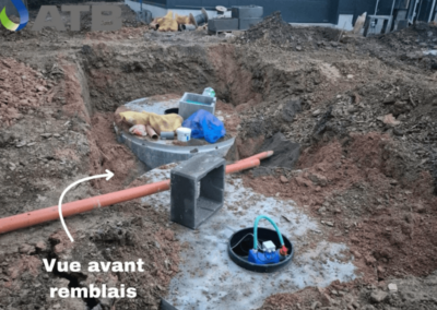 Vue avant remblais d'un chantier de micro-station d'épuration Aquamax Basic pour Eurotechnical
